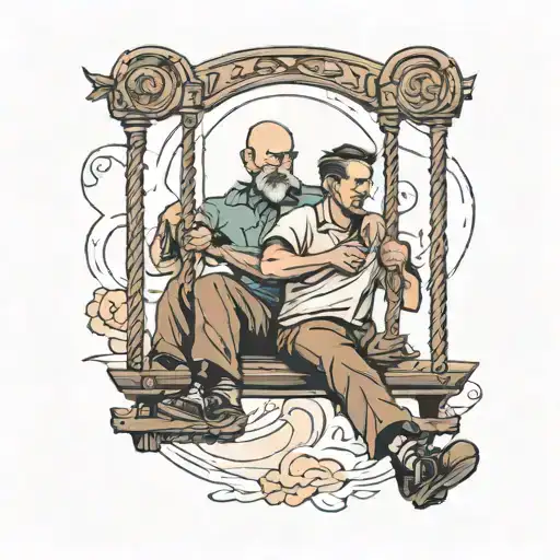 A Son And A Father On A Swing