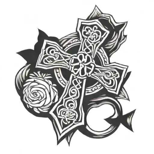 Celtic Cross Tattoo Design Incorperating Words Austin