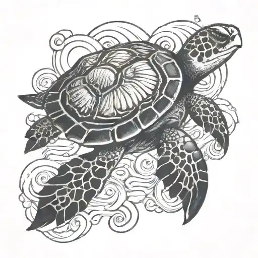 Sea Turtle Swimming Underwater