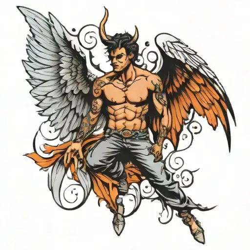 Cool Devil Fallen Angel Wings Spread Wings Wrapped