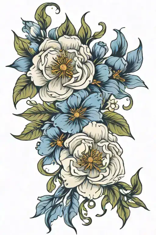 Jan April August Birth Flowers Intertwined