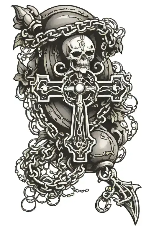 Rosary And Chain Wrapped Around Your Hand