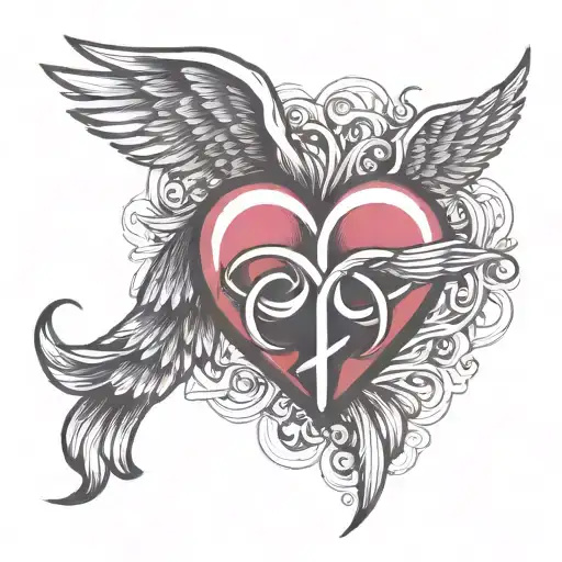 Heart Symbol Intertwined With Rn Symbol And Wings