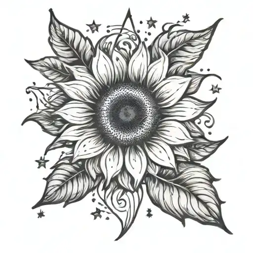 Sunflower Surrounded By Stars