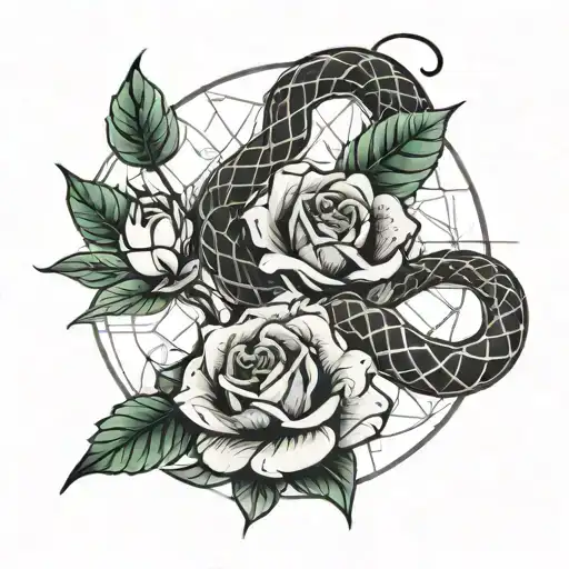 Snake Roses And Geometric Shapes