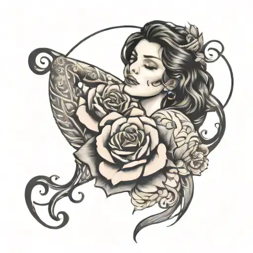 Woman Rose Intertwined Within