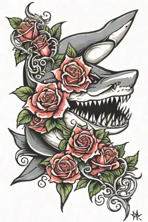 Shark Jaw And Roses