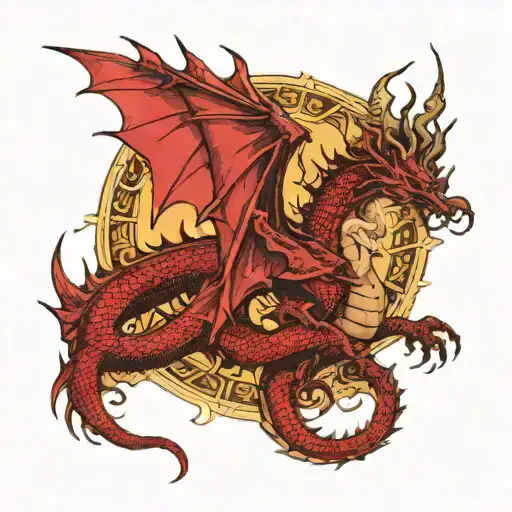 Great Red Dragon And Woman Clothed On Sun