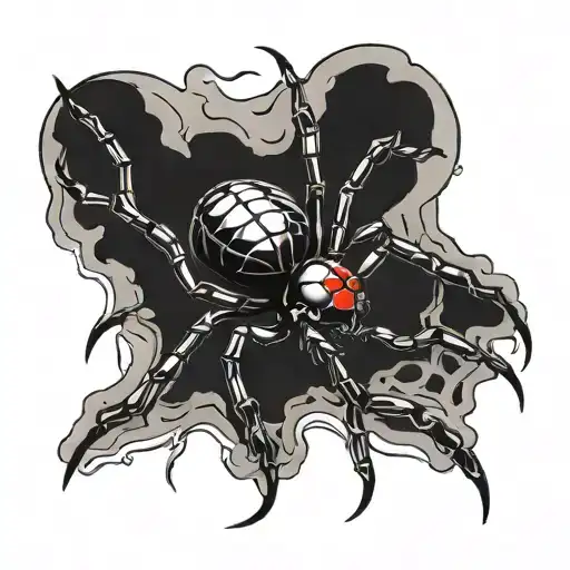 Black Widow Spider In Black And White