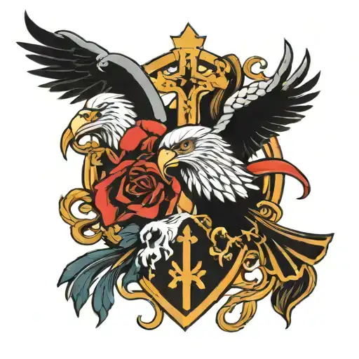 Double-headed Eagle And Cross With Crescent