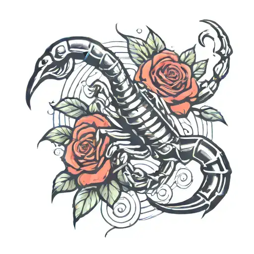 Scorpion Zodiac With Rose