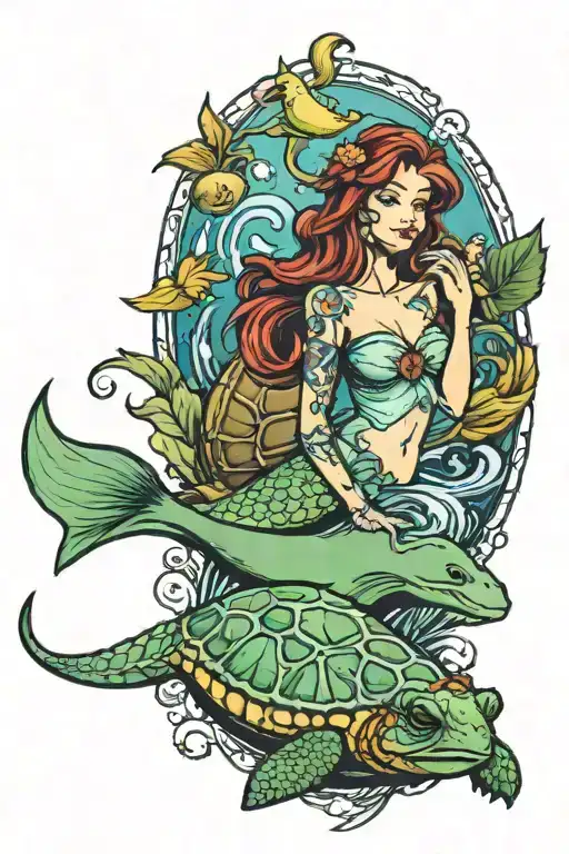 Little Mermaid And Turtle