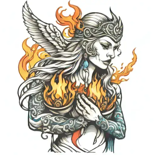 Viking Goddess Fire In Hands