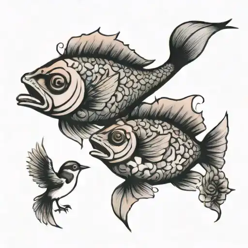 Fish And Bird Couple