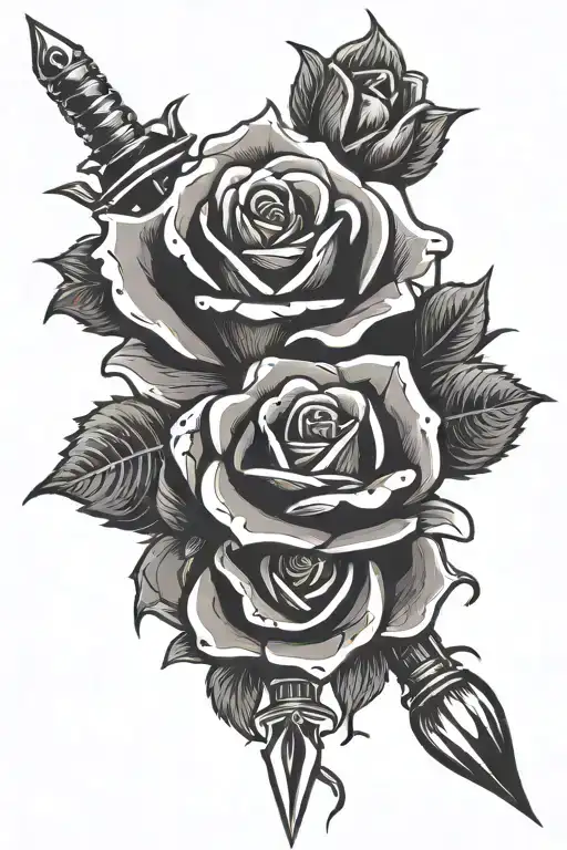 Black Rose With Dagger