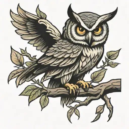 Owl Perched On A Branch