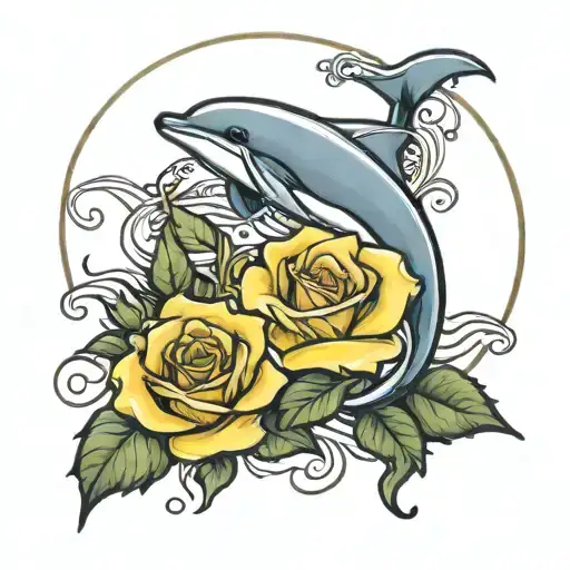 Yellow Rose And Dolphin