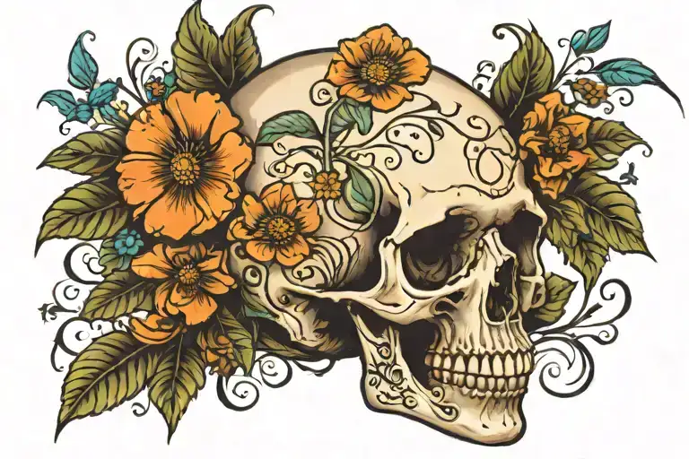 Flower Growing From A Skull