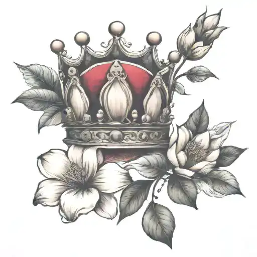 King Crown And Magnolia Flower