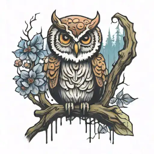 Graffiti Nature Mushroom Owl Perched