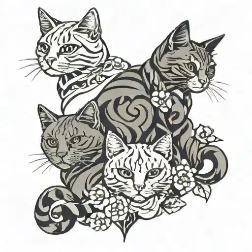 5 Cat Together Symbolizing