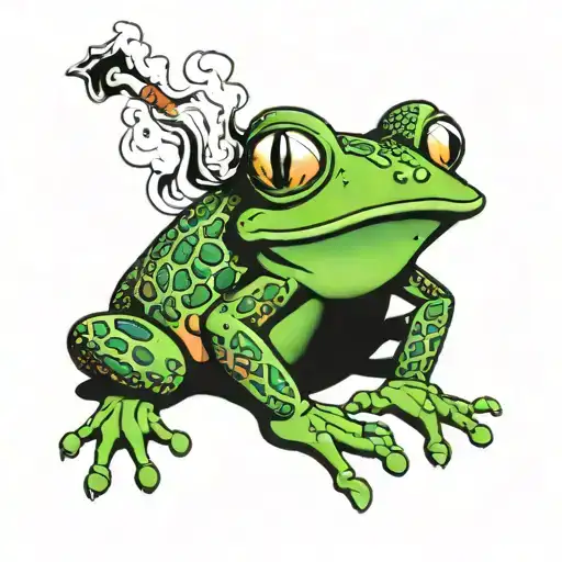 Cartoon Frog Smoking A Cigarette