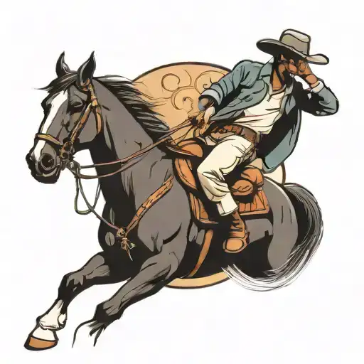 Country Black Boy Riding Horse