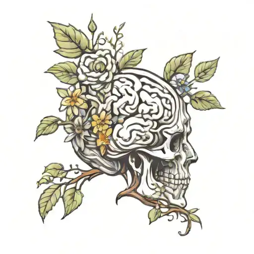 Brain Planet With Flowers Growing Out Of It