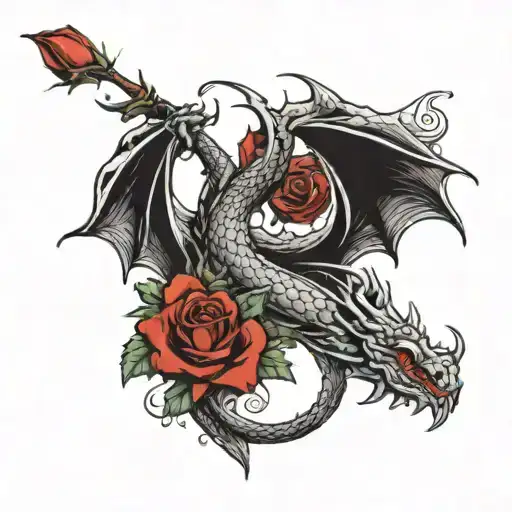 A Dragon With A Rose As Its Head And A Body