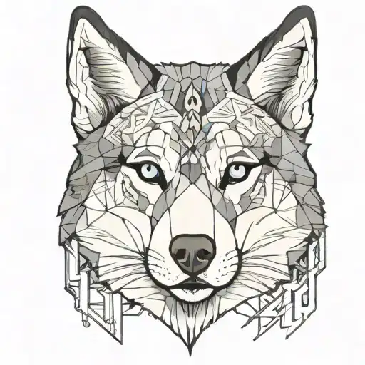 Husky Face With Geometric
