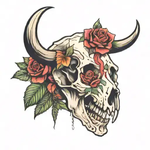 Buffalo Skull With Roses