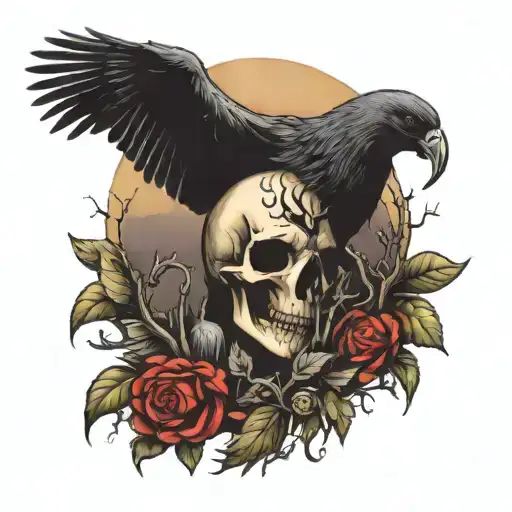 Moon Raven Spider Skull Trees Sleeve