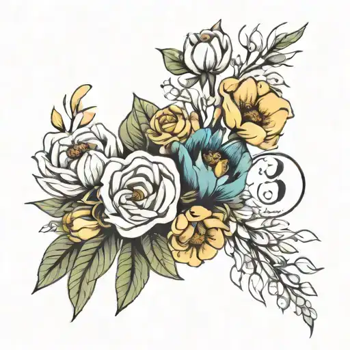 Flower Bouquet With Date Of Birth