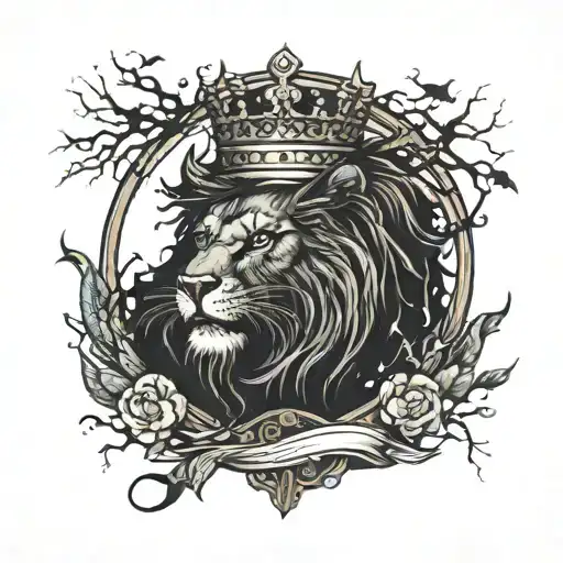 Dark Forest Moon Lion Crown Bats Fire