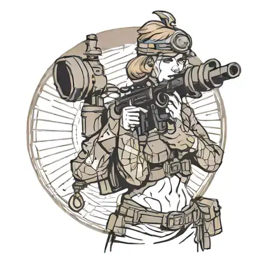 A Military Woman Holding A Bazooka