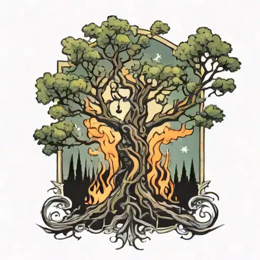 Mary Magdelene Burning Post Oak Tree