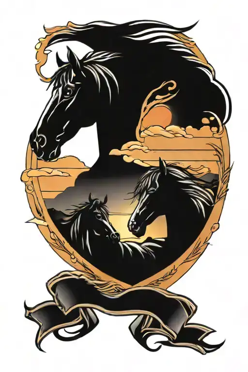 Sunset Horses Memorial Piece