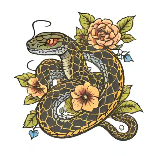 Snake With Flowers