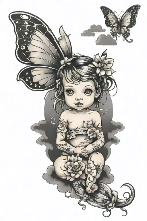 Baby Girl Fairy Within A Storm Clouds
