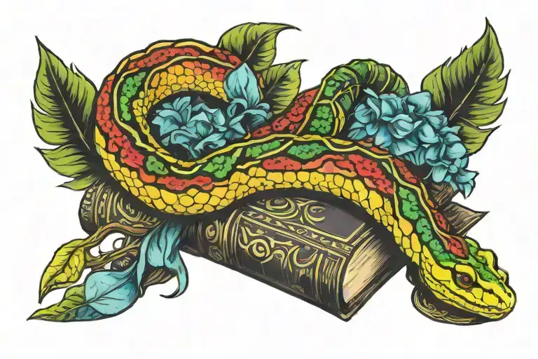 Book And Rainbow Boa Constrictor Wrapped
