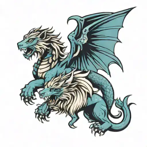 Zodiac Sign Leo And Dragon With Wings