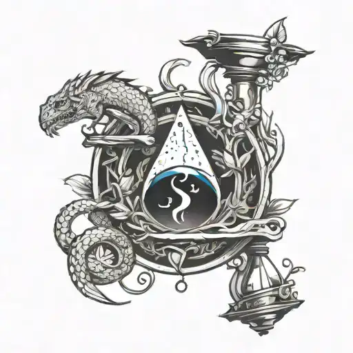 Ouroboros Surrounding An Hourglass