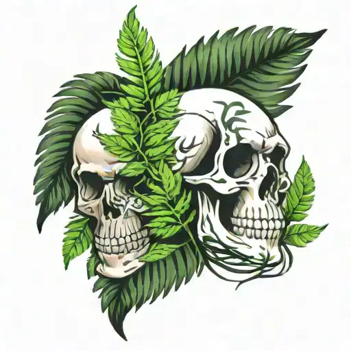 Skull Brushed And Fern Leaf