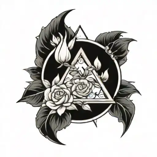 Tattoo Design For Cancer Zodiac With Flower And Triangle