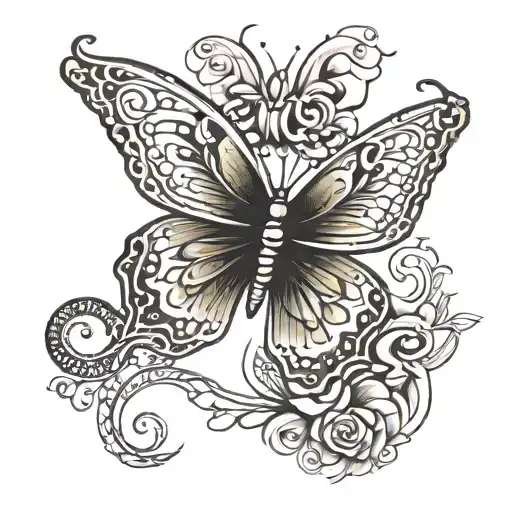 Butterfly Tattoo With Mersy Written On The Wing