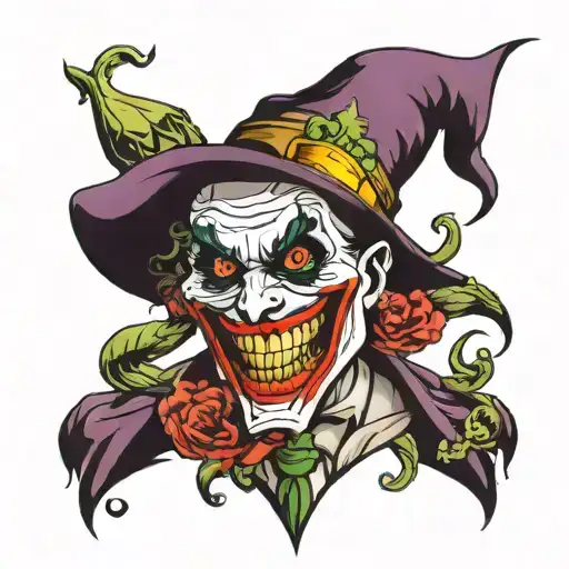 Joker Hand Tattoo Hat And Smiling