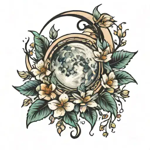 Moon And Flowers