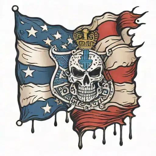 Distressed Police Flag With 9825 On It