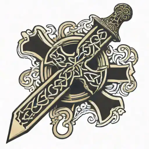 Celtic Cross With K Bar Knife