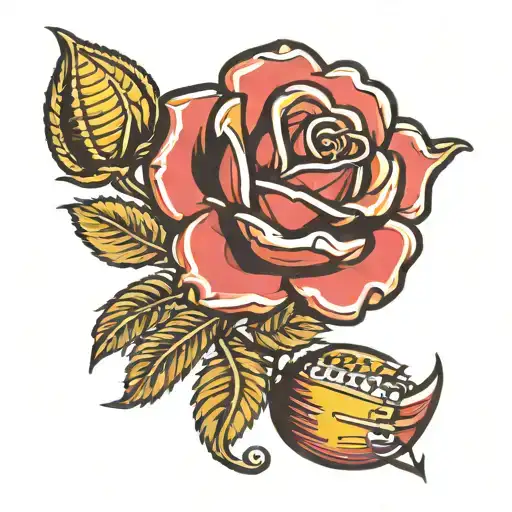Michigan Wolverines Football Retro Logo With Rose In Its Mouth National Championship